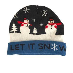 Let It Snow Snowman Knit Beanie Knit Hat One Size Fits Most Winter Hat